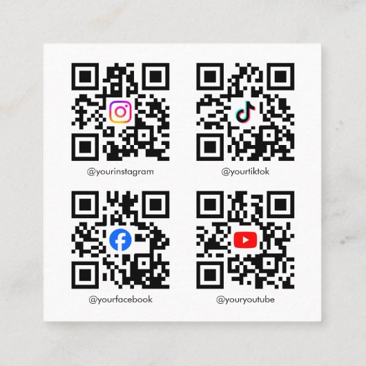 Social Media QR Code Photo Grid Content Creator スクエア名刺 (裏面)