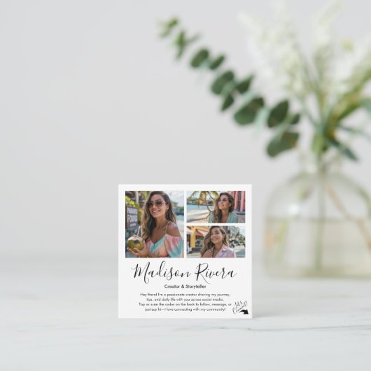 Social Media QR Code Photo Grid Content Creator スクエア名刺 (スタンド正面)