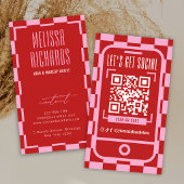 Social Media QR Code Retro Groovy Red & Pink 名刺