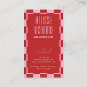 Social Media QR Code Retro Groovy Red & Pink 名刺 (裏面)