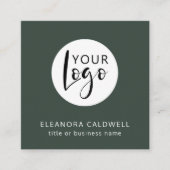 Social Media QR Code Your Logo Green スクエア名刺 (正面)