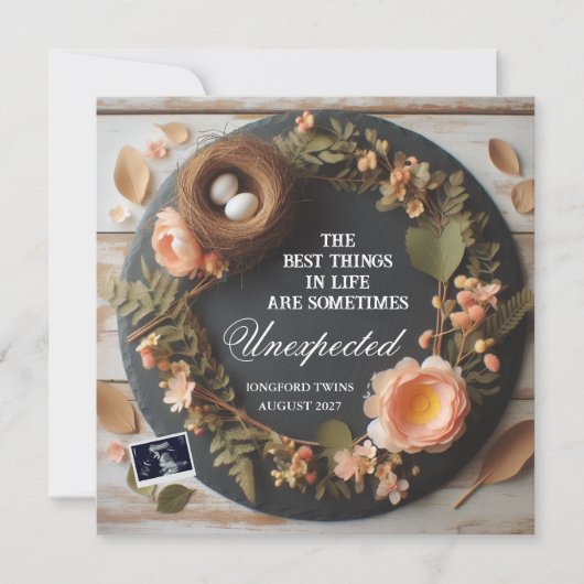 Social Media Reveal Twins Pregnancy Announcement  案内状 (正面)