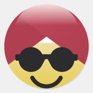 Social Media Sunglasses Turban Emoji先生のステッカー ラウンドシール