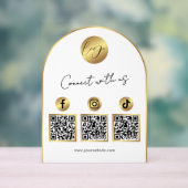  Social Media White & Gold Arch Logo QR Code アクリルサイン (ニュートラル)