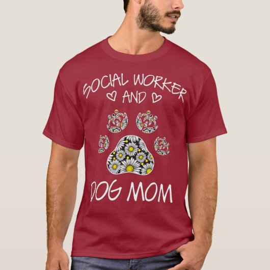 Social Worker And Dogs Mom Wildflowers Daisy Tシャツ (正面)