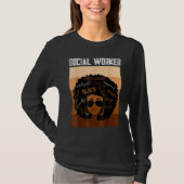 Social Worker Black History Queen Melanin Afro Afr Tシャツ (正面)