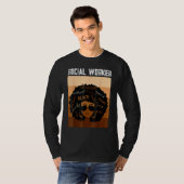 Social Worker Black History Queen Melanin Afro Afr Tシャツ (正面フル)