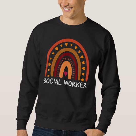 Social Worker Boho Rainbow Back To School Apprecia スウェットシャツ (正面)