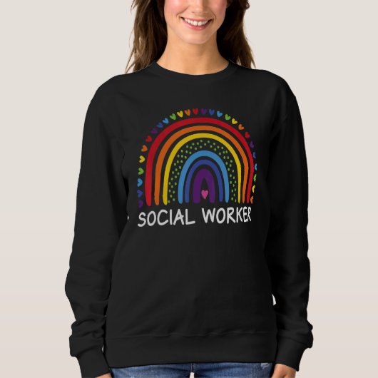 Social Worker Boho Rainbow Back To School Apprecia スウェットシャツ (正面)