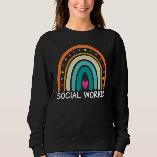 Social Worker Boho Rainbow Back To School Apprecia スウェットシャツ (正面)