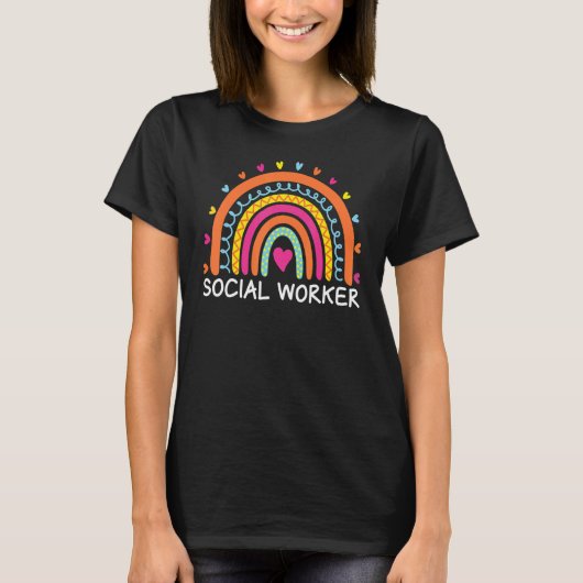 Social Worker Boho Rainbow Back To School Apprecia Tシャツ (正面)
