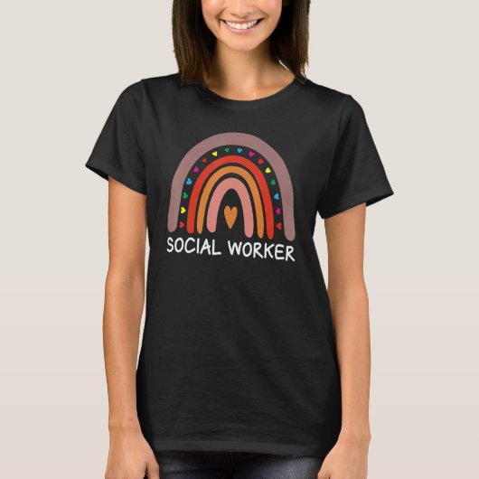 Social Worker Boho Rainbow Back To School Apprecia Tシャツ (正面)