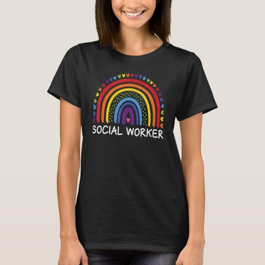Social Worker Boho Rainbow Back To School Apprecia Tシャツ (正面)
