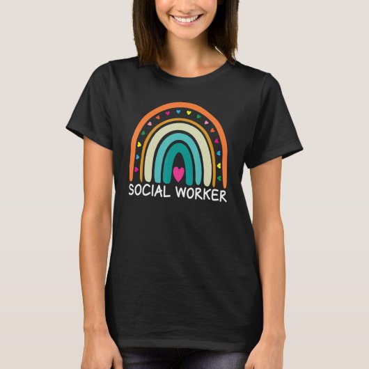 Social Worker Boho Rainbow Back To School Apprecia Tシャツ (正面)