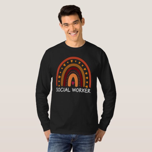 Social Worker Boho Rainbow Back To School Apprecia Tシャツ (正面フル)
