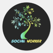 Social Worker, Floral Graphics ラウンドシール (正面)