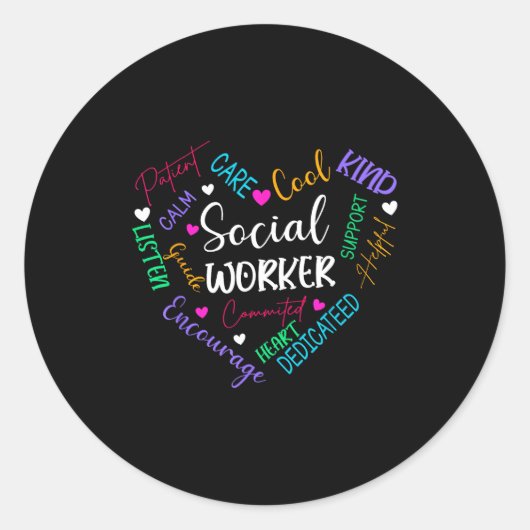 Social worker heart funny social work for womens ラウンドシール (正面)