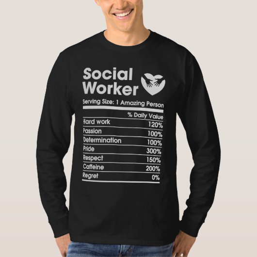 social worker nutrition facts social work mental h tシャツ (正面)