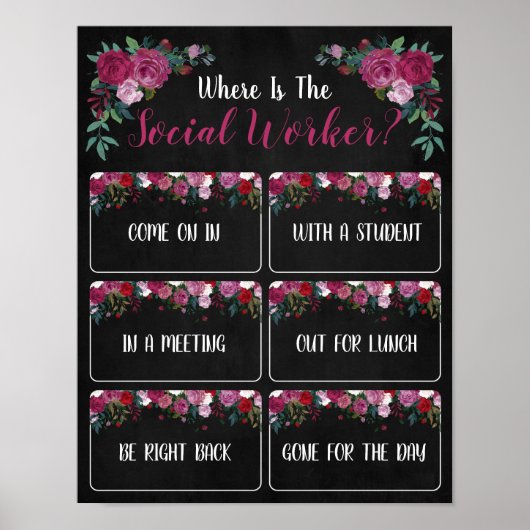Social Worker Office Door Signの場所 ポスター (正面)