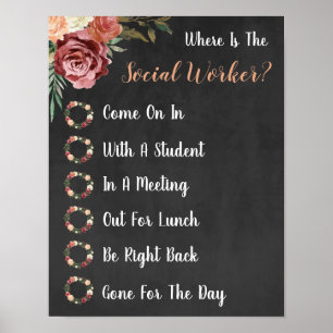 Social Worker Office Door Signの場所 ポスター