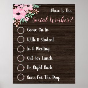 Social Worker Office Door Signの場所 ポスター