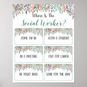 Social Worker Office Door Signの場所 ポスター
