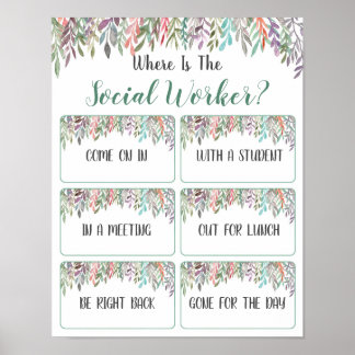 Social Worker Office Door Signの場所 ポスター