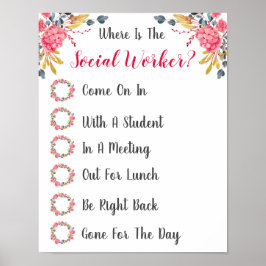 Social Worker Office Door Signの場所 ポスター