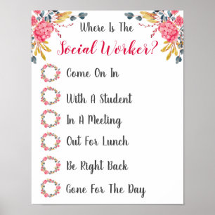 Social Worker Office Door Signの場所 ポスター