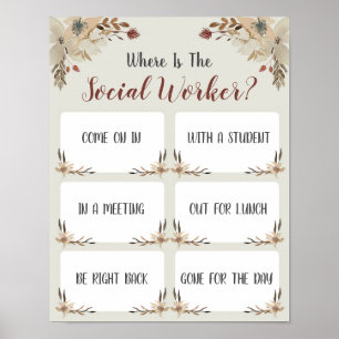 Social Worker Office Door Signの場所 ポスター