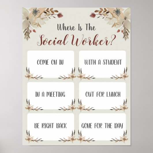 Social Worker Office Door Signの場所 ポスター (正面)