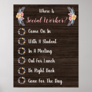 Social Worker Office Door Signの場所 ポスター