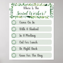 Social Worker Office Door Signの場所 ポスター