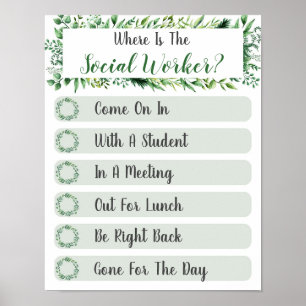 Social Worker Office Door Signの場所 ポスター