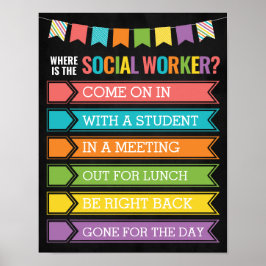 Social Worker Office Door Signの場所 ポスター