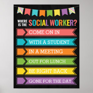 Social Worker Office Door Signの場所 ポスター