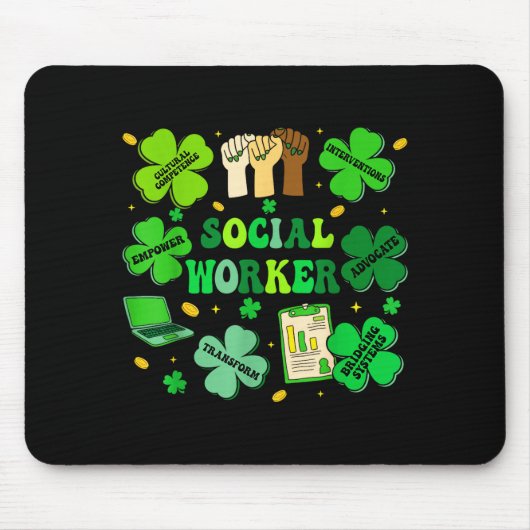 Social worker shamrock st patricks day social work マウスパッド (正面)