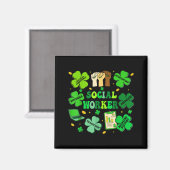Social worker shamrock st patricks day social work マグネット (正面/裏面)