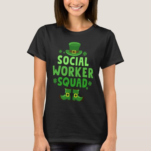 Social Worker Squad Happy St Patrick's Day Leprech Tシャツ (正面)