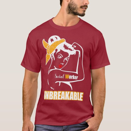 Social Worker Unbreakable Feminist Woman Tシャツ (正面)