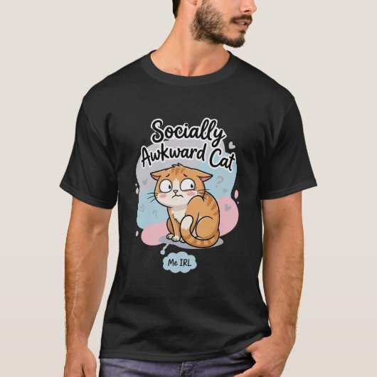 Socially Awkward Cat Tee | Introvert Cat Lover Tシャツ (正面)