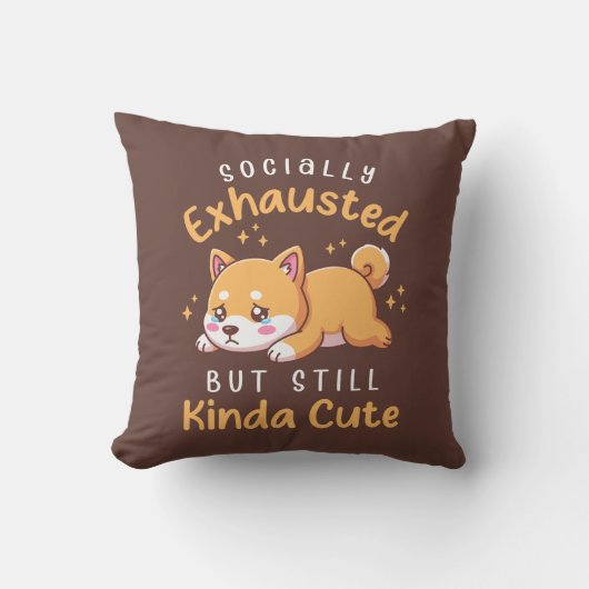 Socially Exhausted But Still Cute - Shiba Inu クッション (正面)