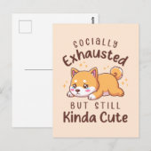 Socially Exhausted But Still Cute - Shiba Inu ポストカード (正面/裏面)