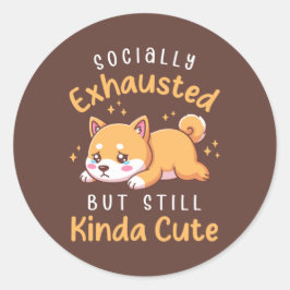 Socially Exhausted But Still Cute - Shiba Inu ラウンドシール