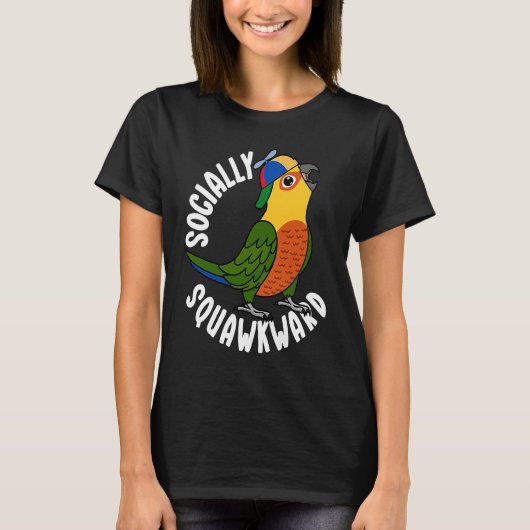 Socially Squighty Parrot I Jenday Conure Tシャツ (正面)