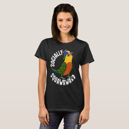 Socially Squighty Parrot I Jenday Conure Tシャツ (正面フル)