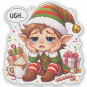 Socially Tired Elf Custom-Cut Vinyl Sticker シール (正面)