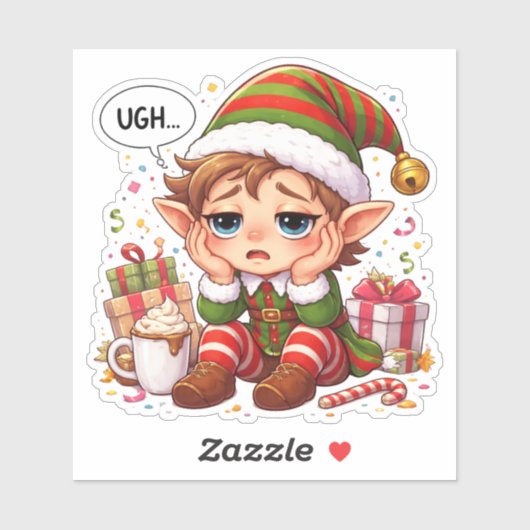 Socially Tired Elf Custom-Cut Vinyl Sticker シール (シート)