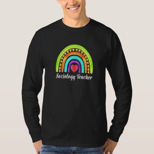 Sociology Teacher Hearts & Rainbows Premium Tシャツ (正面)