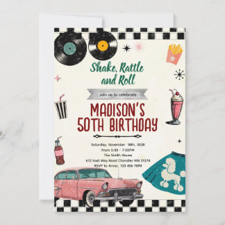Sock Hop Retro 50s party invitation 招待状